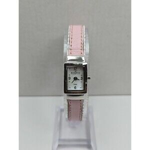 Rare Skagen 490SSLPW Petite Tank Mother Of Pearl Dial Pink Leather New Battery